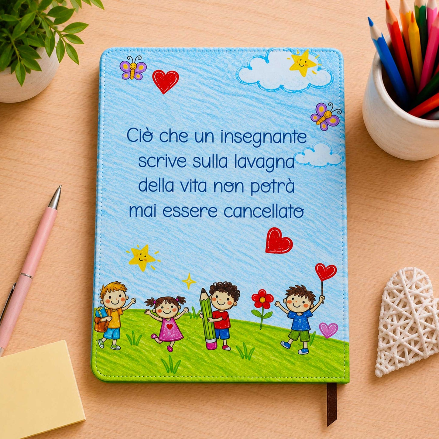 Agenda / Block Notes A4 Personalizzato per Maestra – Idea Regalo Fine Anno con Nome e Dedica