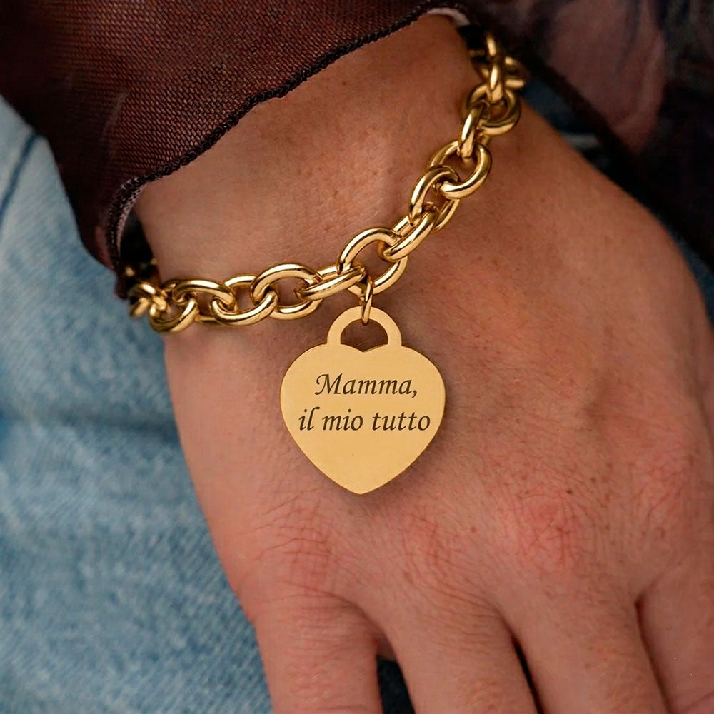Bracciale "Amore Eterno" con Ciondolo a Cuore Personalizzato – Dedica Speciale per la Mamma