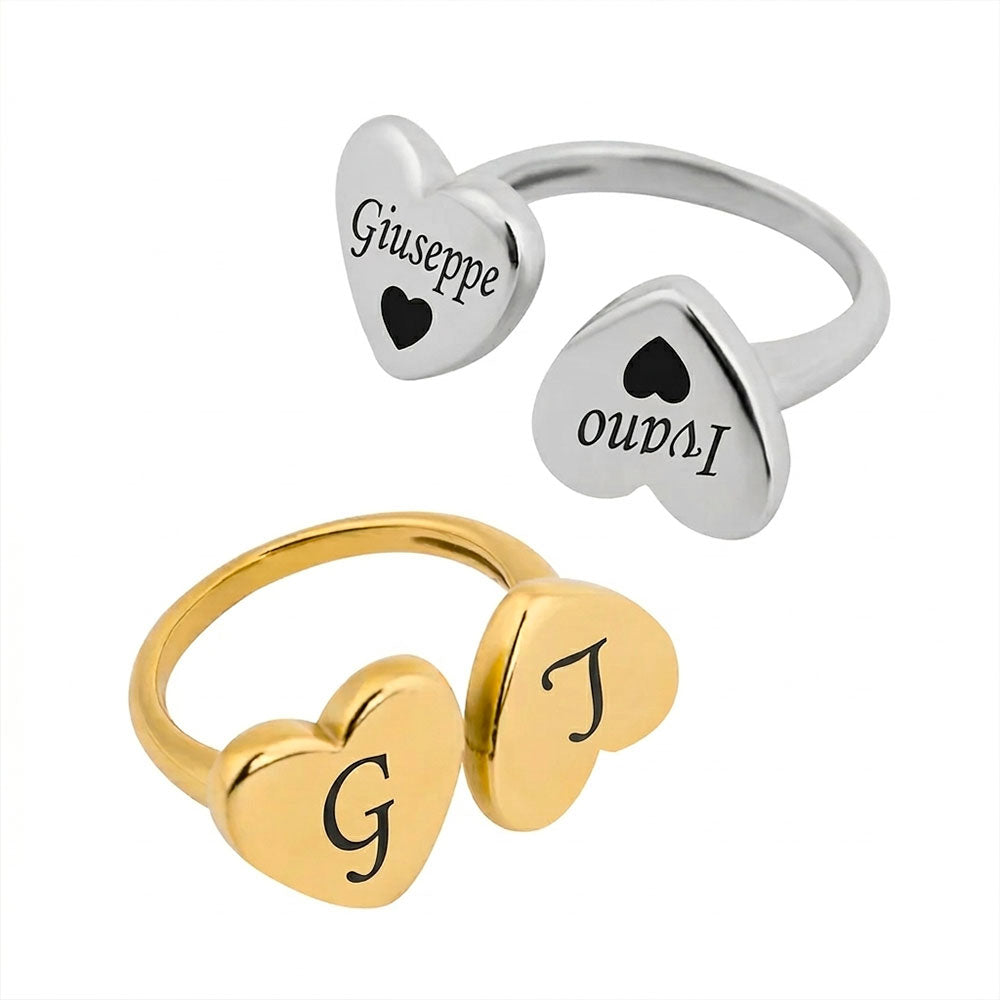 Anello Doppia Promessa – Cuori Personalizzati con Incisione