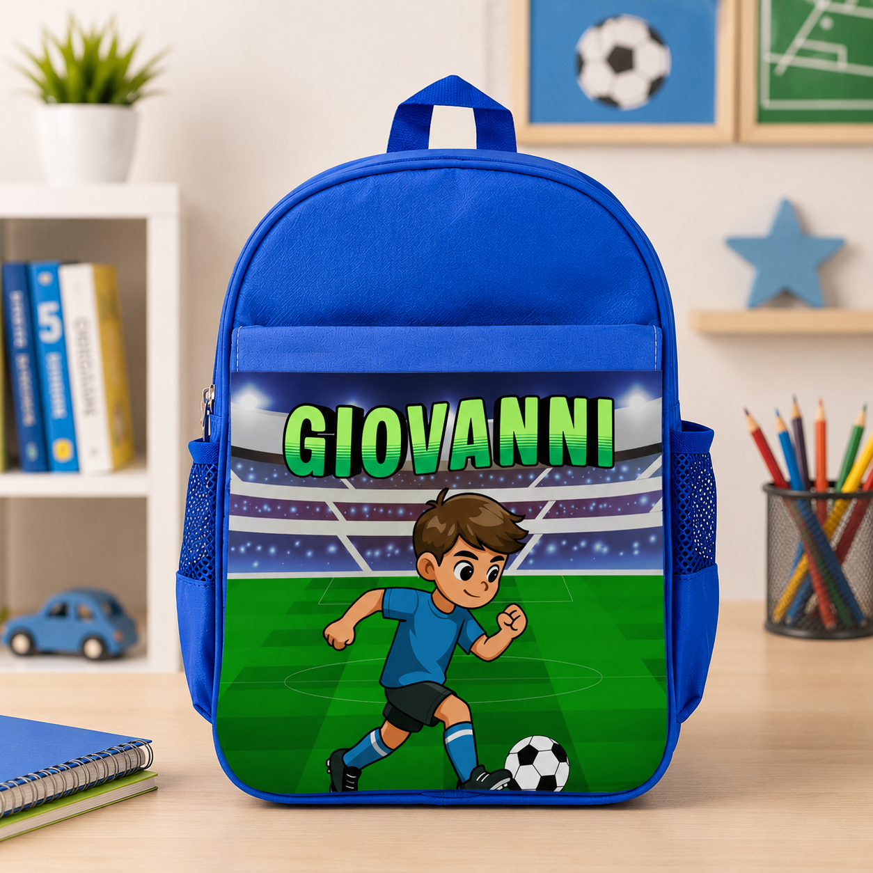 Zaino Asilo Personalizzato con Nome – Tema Calcio
