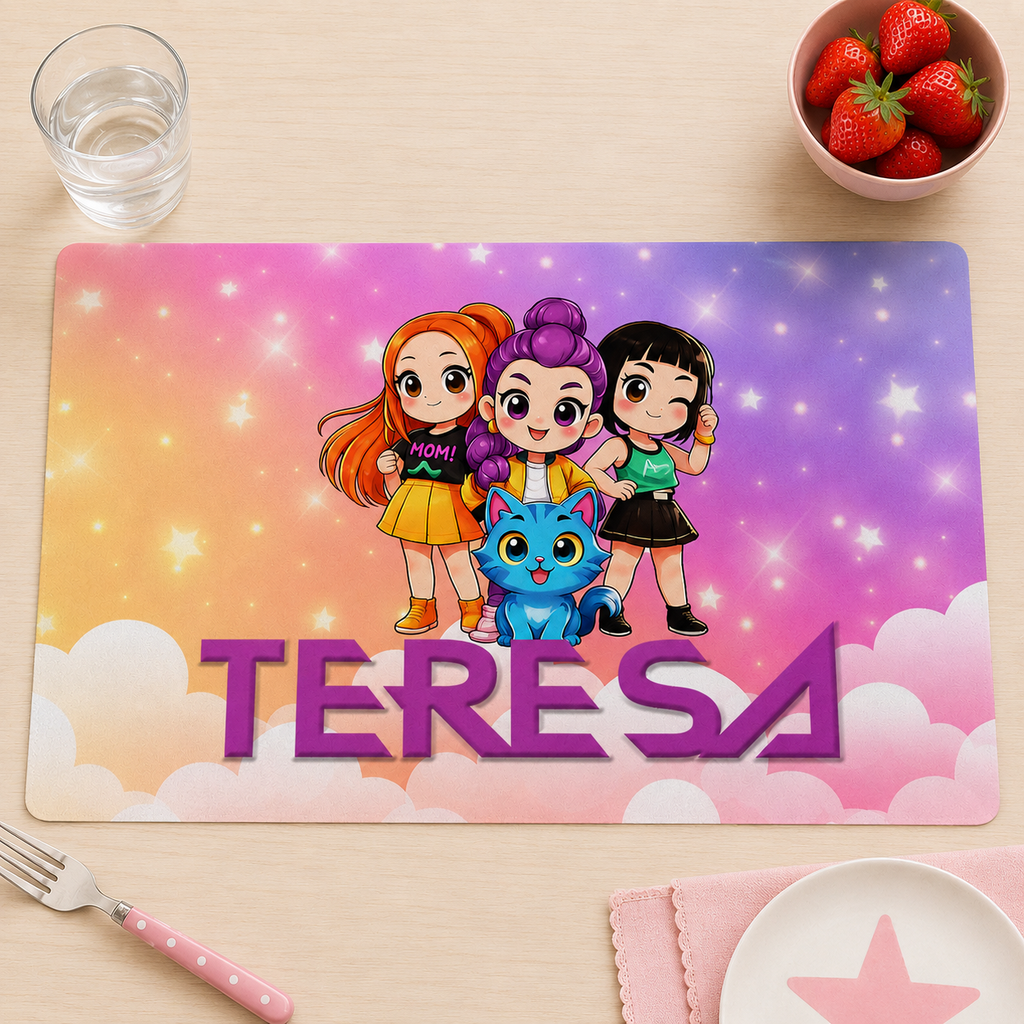 Tovaglietta in tessuto K-Pop personalizzata con nome – 40x30 cm