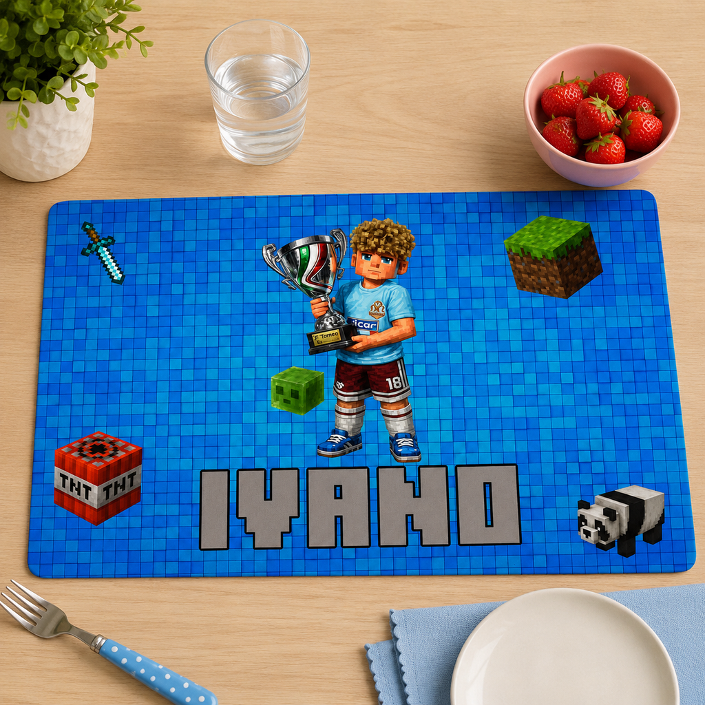 Tovaglietta in tessuto Personalizzata Pixel con Foto e Nome
