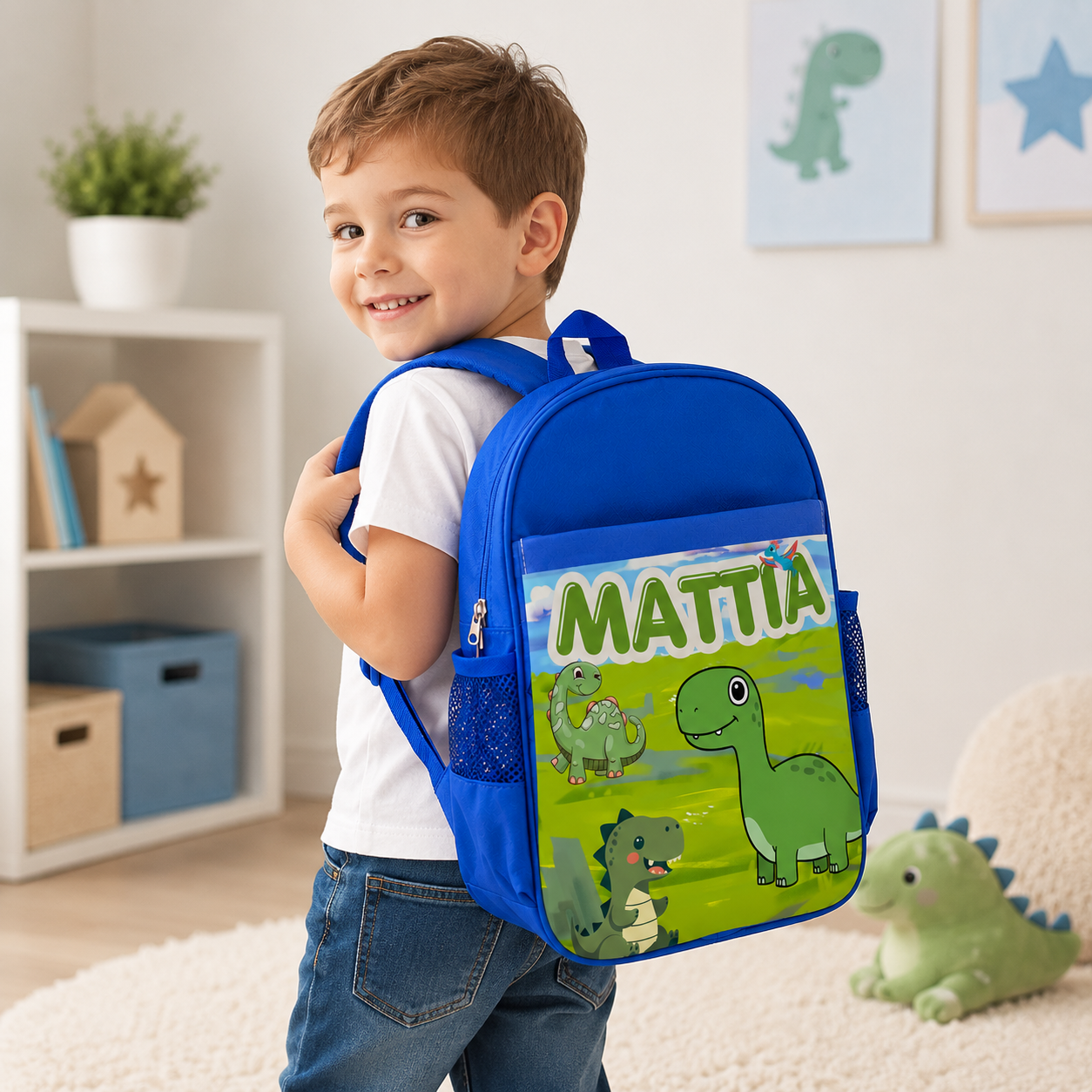 Zaino Asilo Personalizzato con Nome – Tema Dinosauri