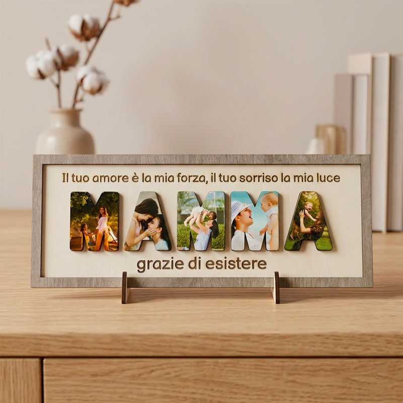 Cornice in Legno Personalizzata "Mamma" con foto