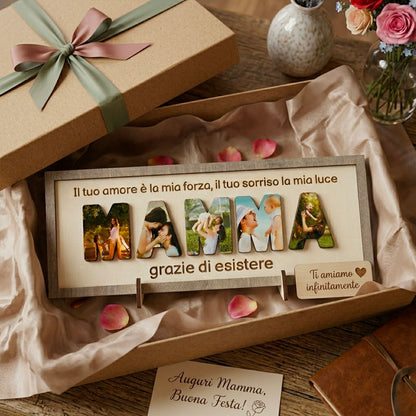 Cornice in Legno Personalizzata "Mamma" con foto