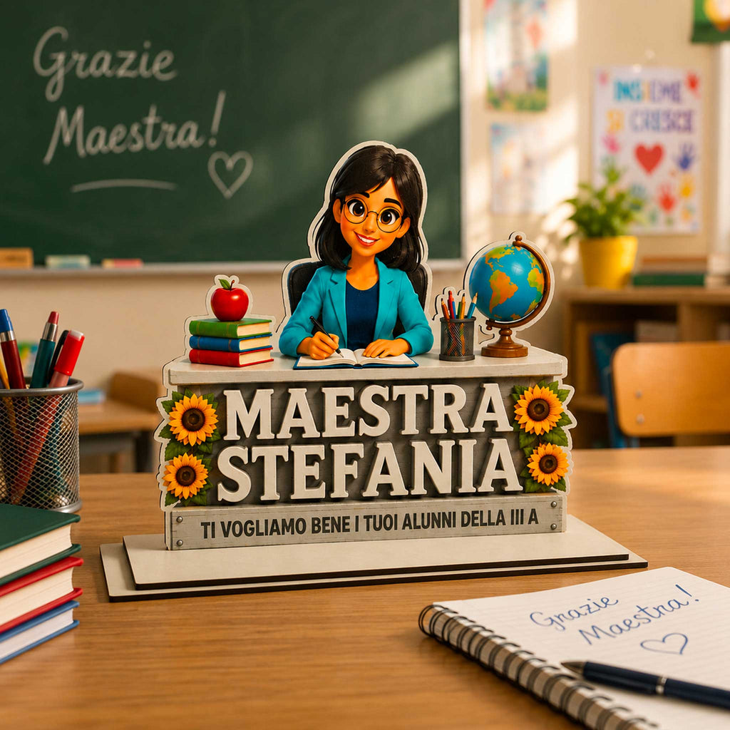 Targa Maestra Personalizzata in Legno con Foto – Idea Regalo Fine Anno