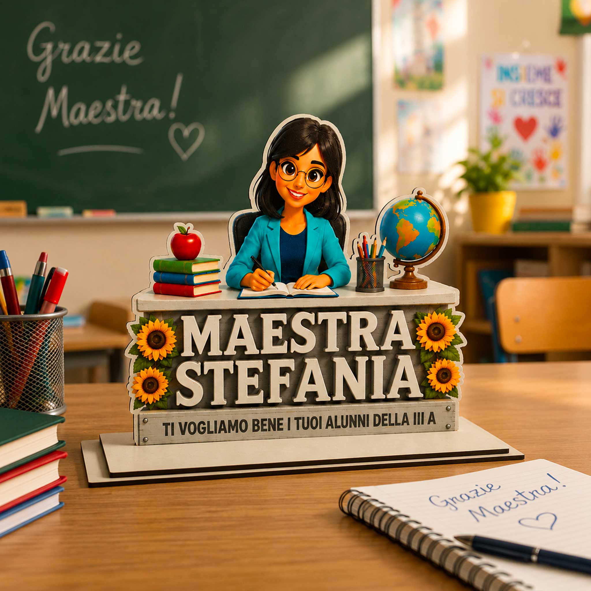 Targa Maestra Personalizzata in Legno con Foto – Idea Regalo Fine Anno