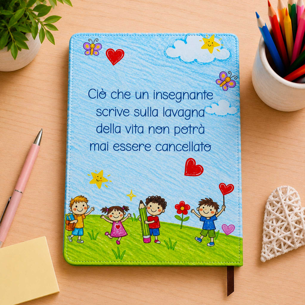 Agenda / Block Notes A4 Personalizzato per Maestra – Idea Regalo Fine Anno con Nome e Dedica