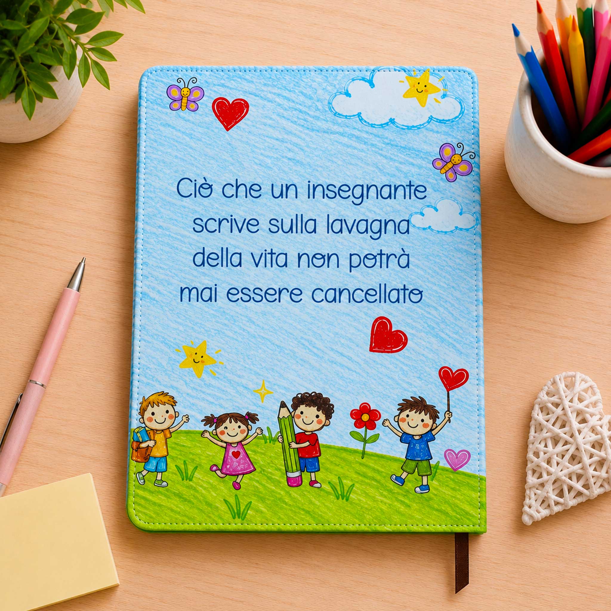 Agenda / Block Notes A4 Personalizzato per Maestra – Idea Regalo Fine Anno con Nome e Dedica
