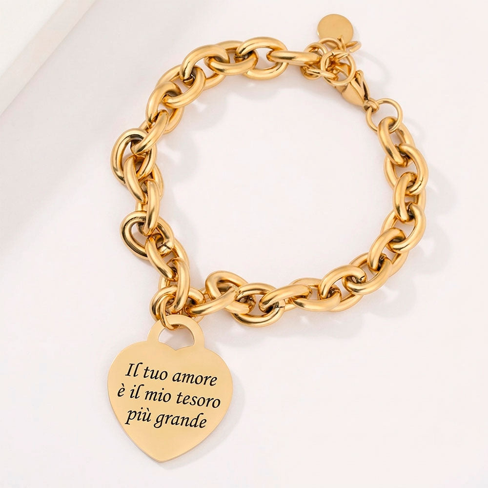 Bracciale "Amore Eterno" con Ciondolo a Cuore Personalizzato – Dedica Speciale per la Mamma