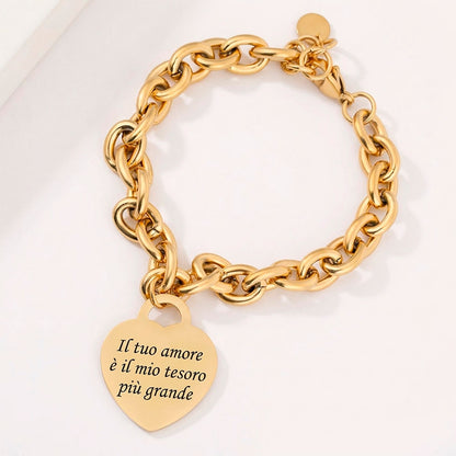 Bracciale Rotondo Con Ciondolo A Cuore Blu Turchese Per Donna