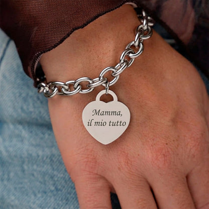Bracciale "Amore Eterno" con Ciondolo a Cuore Personalizzato – Dedica Speciale per la Mamma