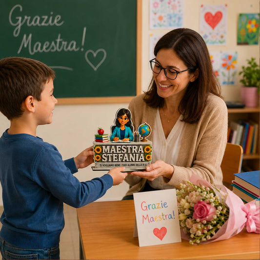 Targa Maestra Personalizzata in Legno con Foto – Idea Regalo Fine Anno