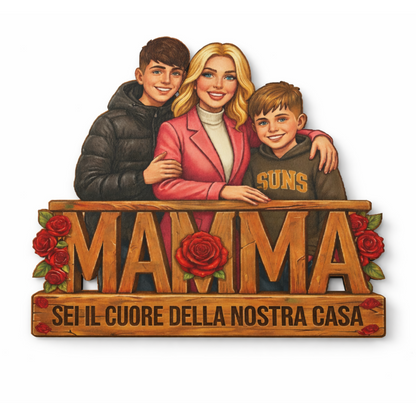 Cornice "Cuore di Casa": Ritratti di Famiglia Cartoon Personalizzati per la Mamma