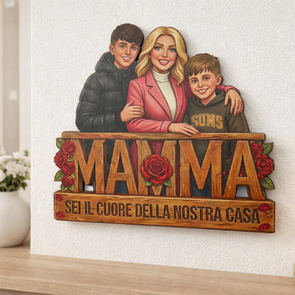 Cornice "Cuore di Casa": Ritratti di Famiglia Cartoon Personalizzati per la Mamma